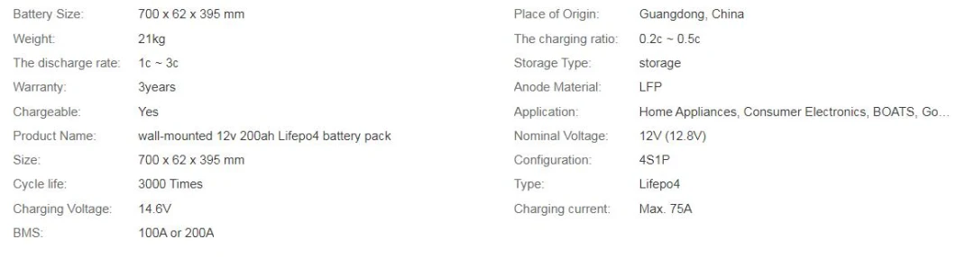 New Design Solar Home Power-Wall 12V 24V 48V 200ah 2kwh 5kwh 10kwh LiFePO4 Wall Mounted Solar Lithium Battery