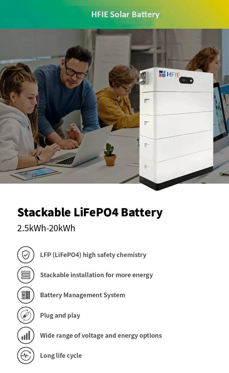 Hfie Solar Lithium Batteries 48V 52ah 10kwh Home Battery System Solar Storage Hybrid Inverter Standing Wall Power Energy Storage Battery