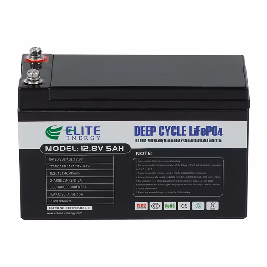 Batteria Elite 12V 24V 5ah 6ah 7ah 9ah 10ah 12ah Batteria ricaricabile agli ioni di litio a ciclo profondo Batteria per lampione solare 12,8V LiFePO4 LFP Batteria di accumulo di energia agli ioni di litio